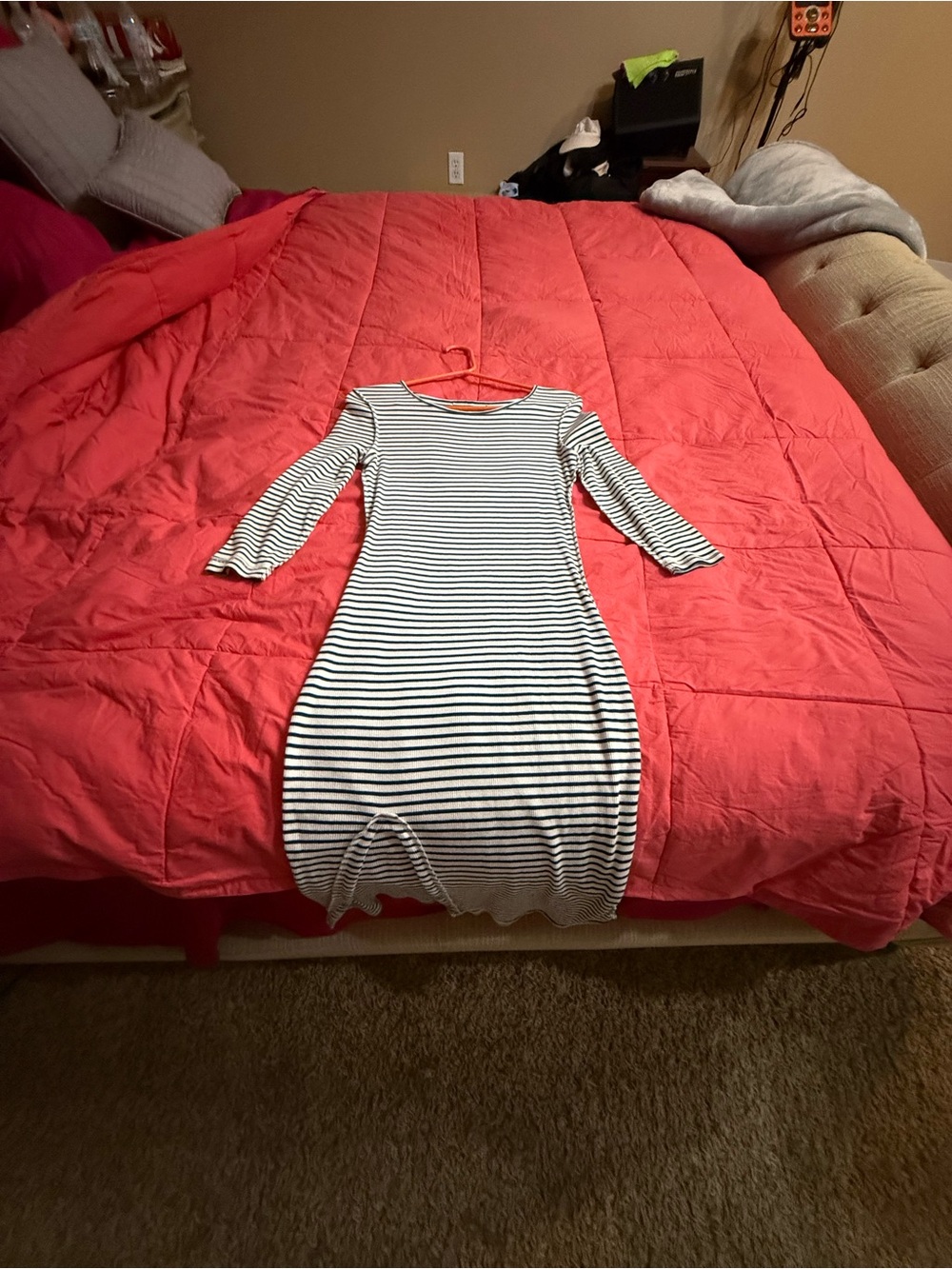 Derek Heart Black & White Striped Long Sleeve Bodycon Dress